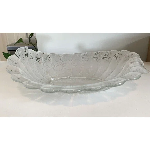 Fenton San Toy Crystal Art Glass Bowl Frosted Etching Vintage 1930s